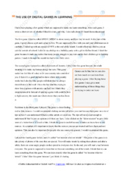 The Use of Digital Games in Learning