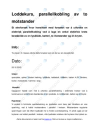 Loddekurs, parallellkobling av to motstander