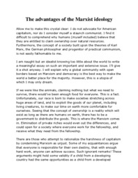 The advantages of the Marxist ideology