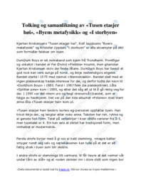 Analyse av ‘Tusen etasjer høy’, ‘Byens metafysikk’ & ‘I storbyen