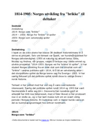 1814-1905: Norges utvikling fra “brikke” til deltaker