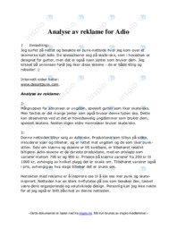 Analyse av reklame for Adio