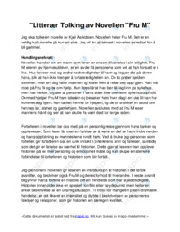 Litterær Tolking av Novellen Fru M