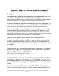 Jomfru Maria | Myter eller mirakler