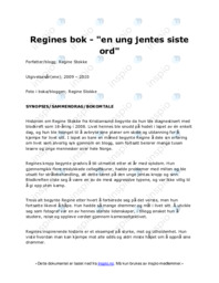 Regines bok | en ung jentes siste ord