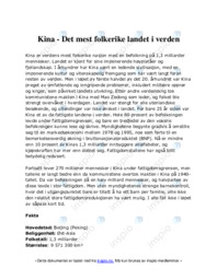 Kina Verdens mest folkerike land
