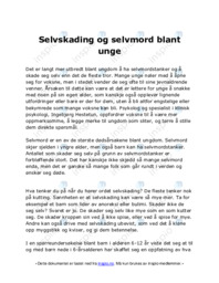 Selvskading og selvmord blant unge