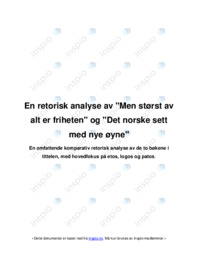 Retorisk analyse: “Men størst av alt er friheten” og “Det norske sett med nye øyne”