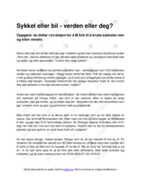 Sykkel eller bil – verden eller deg?
