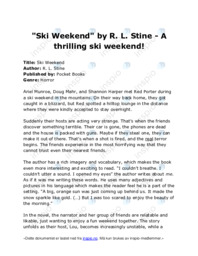 Ski Weekend | R. L. Stine | A thrilling ski weekend