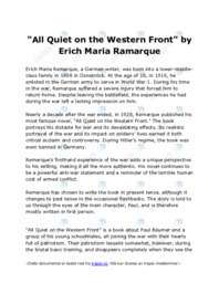 All Quiet on the Western Front | Erich Maria Ramarque