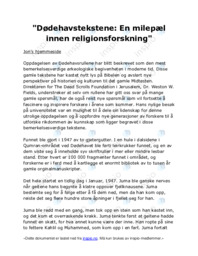 Dødehavstekstene | En milepæl innen religionsforskning