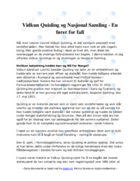Vidkun Quisling og Nasjonal Samling | En fører for fall