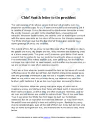 Chief Seattle letter to the president