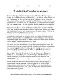 Mobiltelefon Fordeler og ulemper