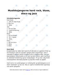Musikksjangerne hard rock, blues, disco og jazz