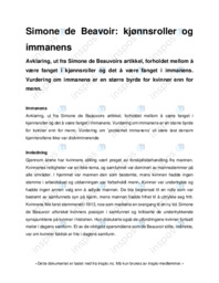 Simone de Beavoir – kjønnsroller og immanens