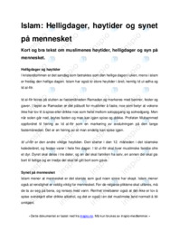 Islam: Helligdager, synet mennesket