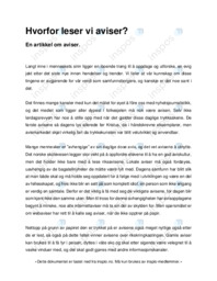 Hvorfor leser vi aviser?