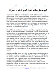 Hijab | ytringsfrihet eller tvang