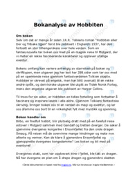 Bokanalyse av Hobbiten
