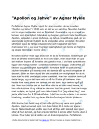“Apollon og Jahve” | Agnar Mykle