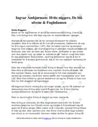 Ingvar Ambjørnsen: Hvite niggere, De blå ulvene & Fugledansen