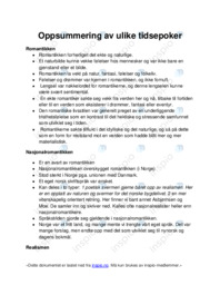 Oppsummering av ulike tidsepoker