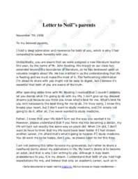 Letter to Neil’s parents