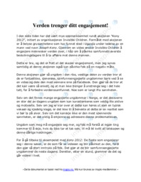 Verden trenger ditt engasjement!
