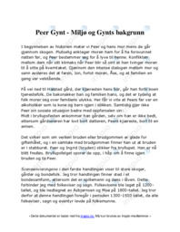 Peer Gynt | Miljø og Gynts bakgrunn