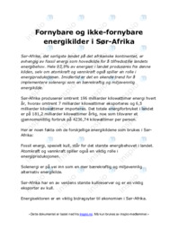 Fornybare og ikke-fornybare energikilder i Sør-Afrika