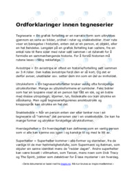 Ordforklaringer innen tegneserier