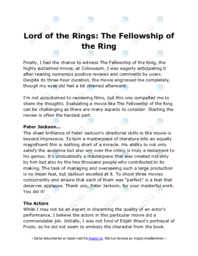 Lord of the Rings The Fellowship of the Ring