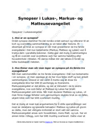 Synopser i Lukas-, Markus- og Matteusevangeliet