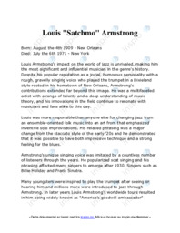 Louis “Satchmo” Armstrong