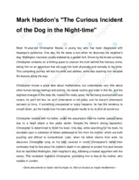 Mark Haddon’s “The Curious Incident of the Dog in the Night-time”