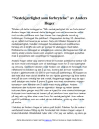 Nestekjærlighet som forbrytelse av Anders Heger