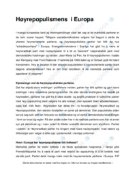 Høyrepopulismens  i Europa