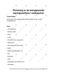 Påvisning av de energigivende næringsstoffene i melkepulver