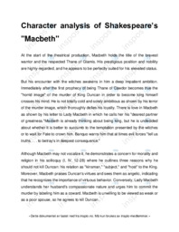 Character analysis of Shakespeare’s “Macbeth”