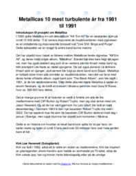 Metallicas 10 mest turbulente år fra 1981 til 1991