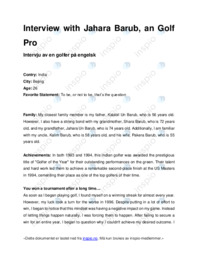 Interview with Golf Pro Jahara Barub