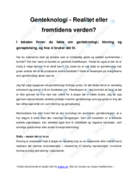 Genteknologi | Realitet eller fremtidens verden?