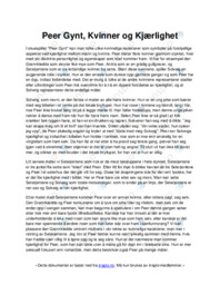 Peer Gynt, Kvinner og Kjærlighet