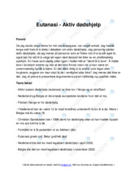 Eutanasi Aktiv dødshjelp