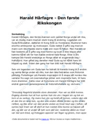 Harald Hårfagre | Den første Rikskongen