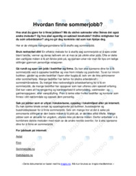 Hvordan finne sommerjobb