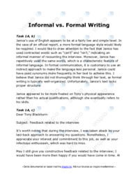 Informal vs. Formal Writing