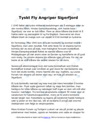 Tyskt Fly Angriper Sigerfjord